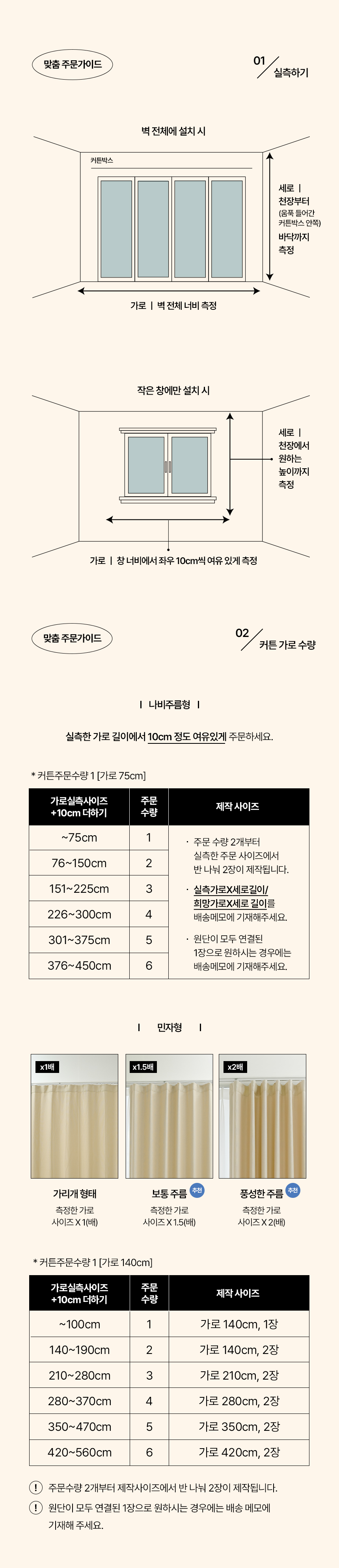 나비주름 암막커튼 단면 75X160